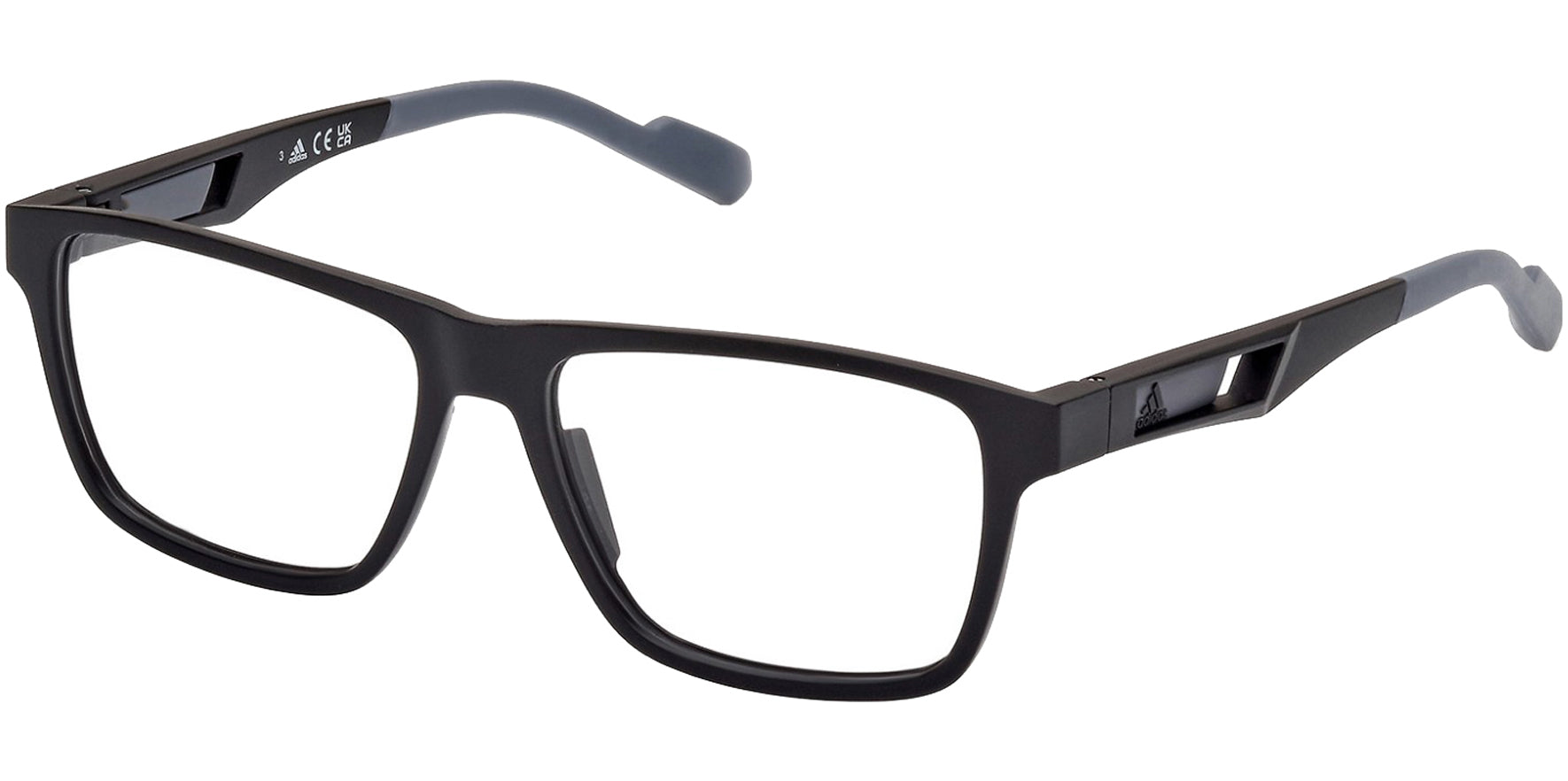 Adidas Matte Black Rectangle Eyeglass Frames