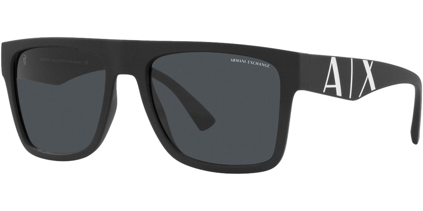 Armani Exchange Matt Black Flat-Top Square -  - Eyedictive