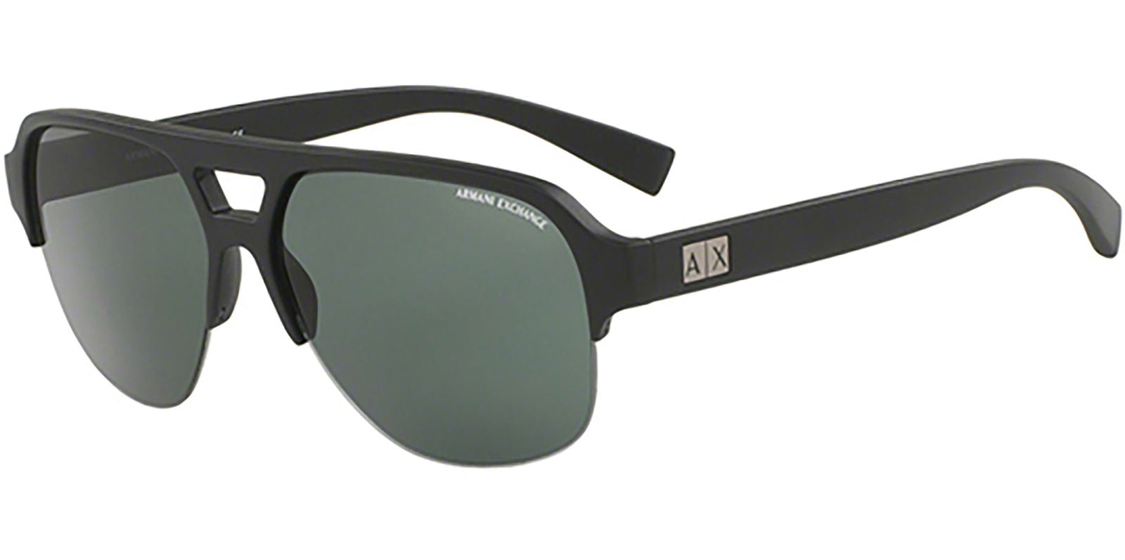 Armani Exchange Matte Black Semi-Rimless Pilot -  - Eyedictive