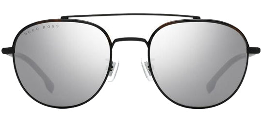 Hugo Boss Titanium Matte Black Low Bridge Round Aviator - Eyedictive