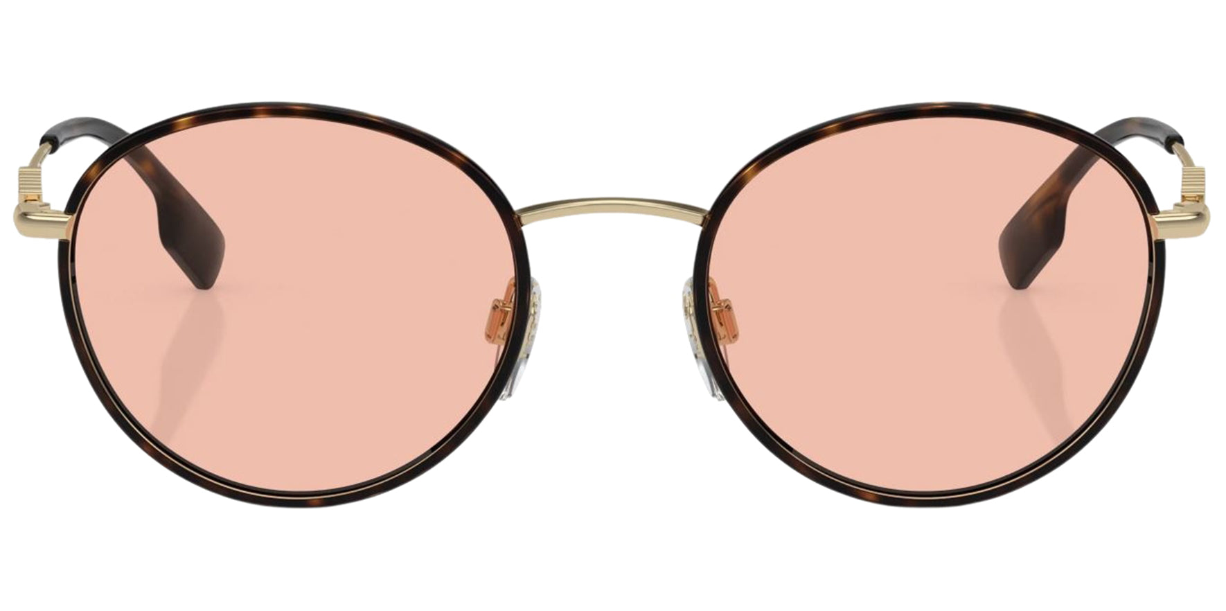 Burberry Dark Havana/Light Gold-Tone Round