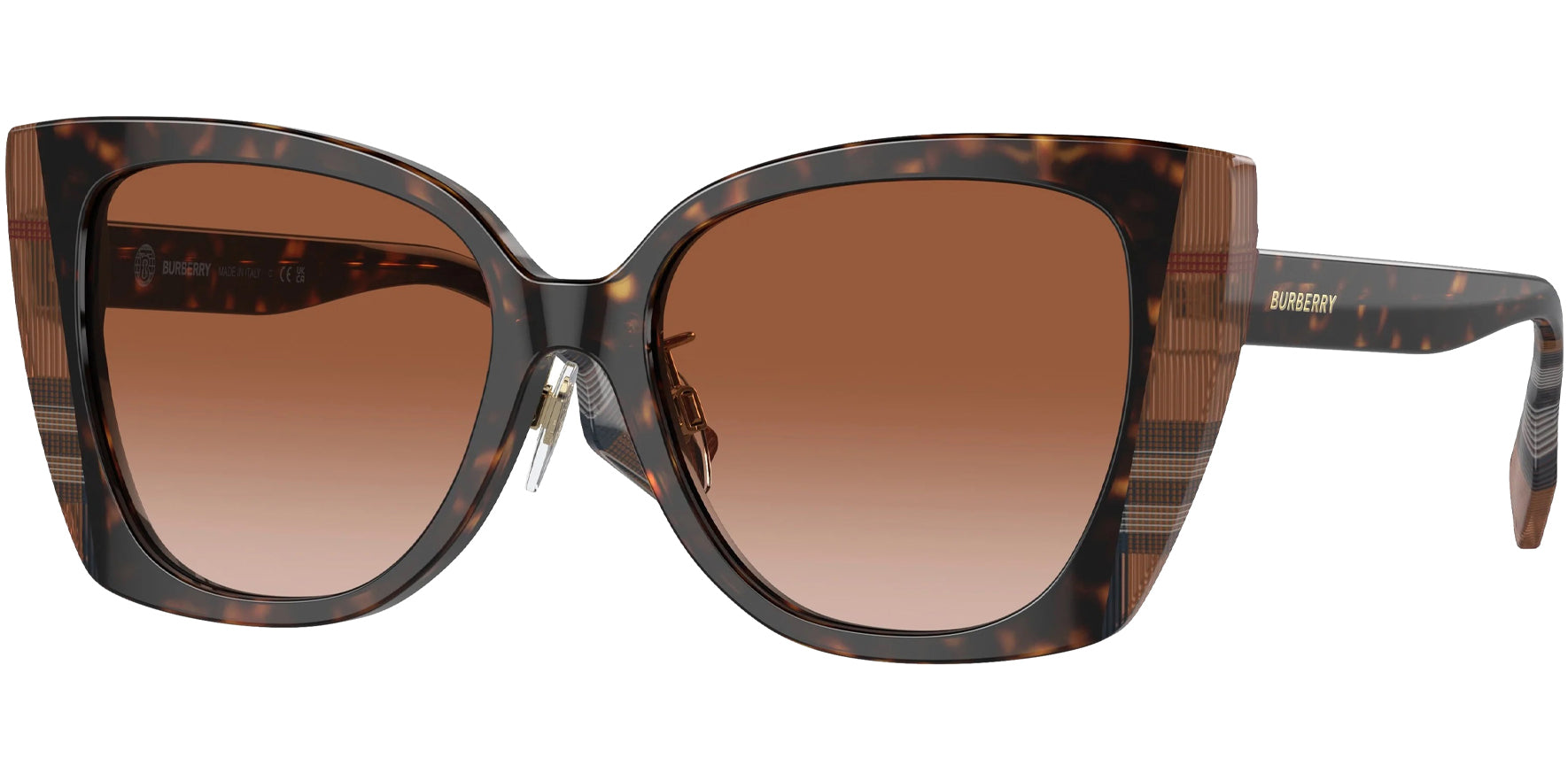 Burberry Meryl Dark Havana/Check Brown Butterfly w/ Gradient Lens