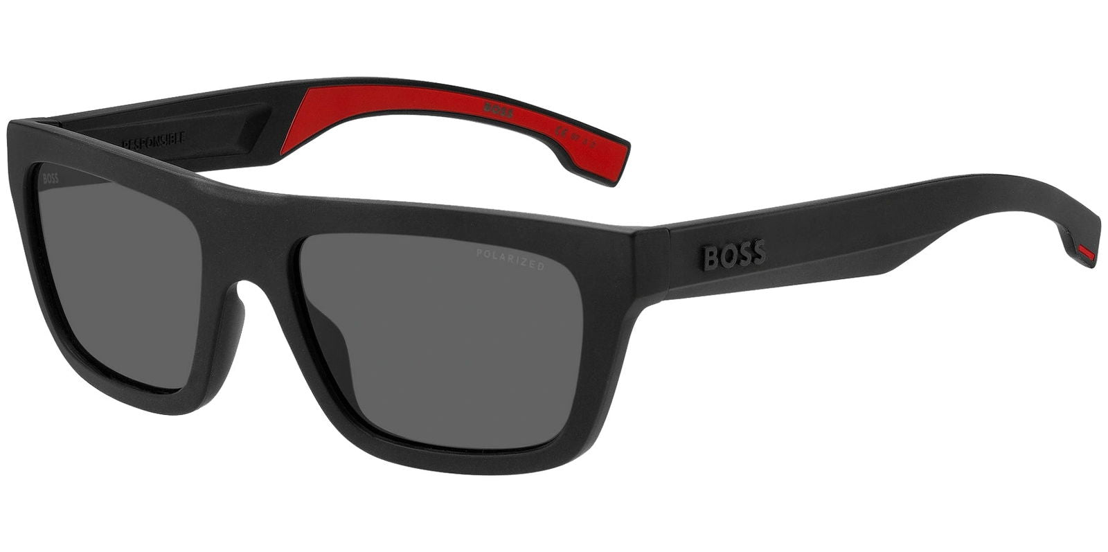 BOSS By Hugo Boss Polarized Matte Black Rectangle Sport -  - Eyedictive