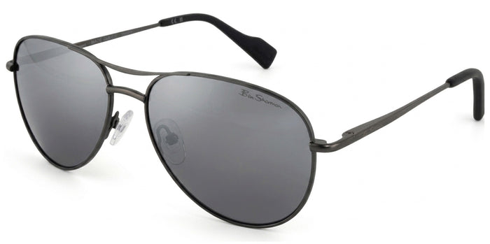 Ben Sherman Leo Men's Polarized Stainless Steel Spring Hinge Aviator Sunglasses (Gunmetal/Grey PM06)