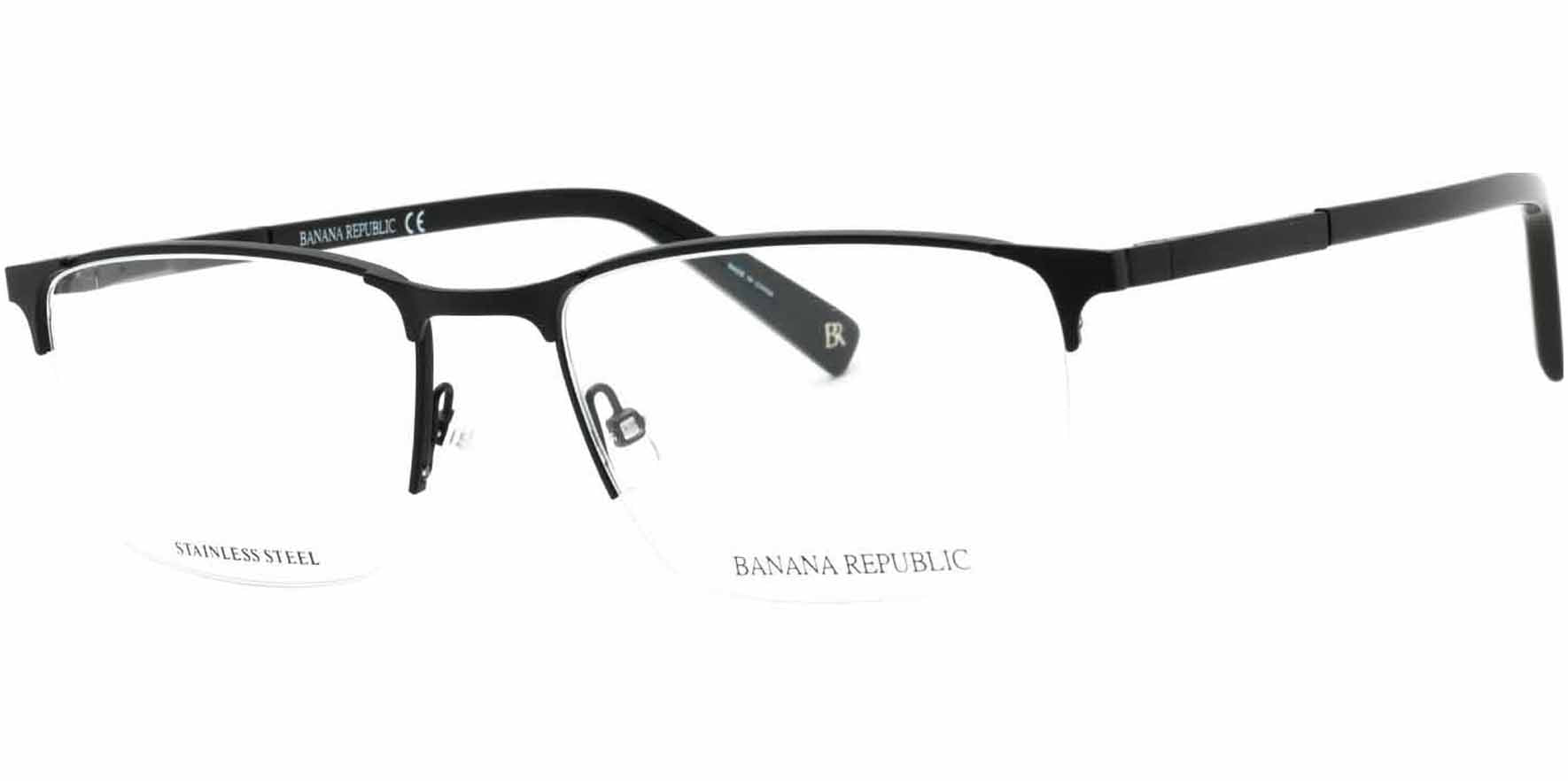 Banana Republic Matte Black Semi-Rimless Rectangle Eyeglasses