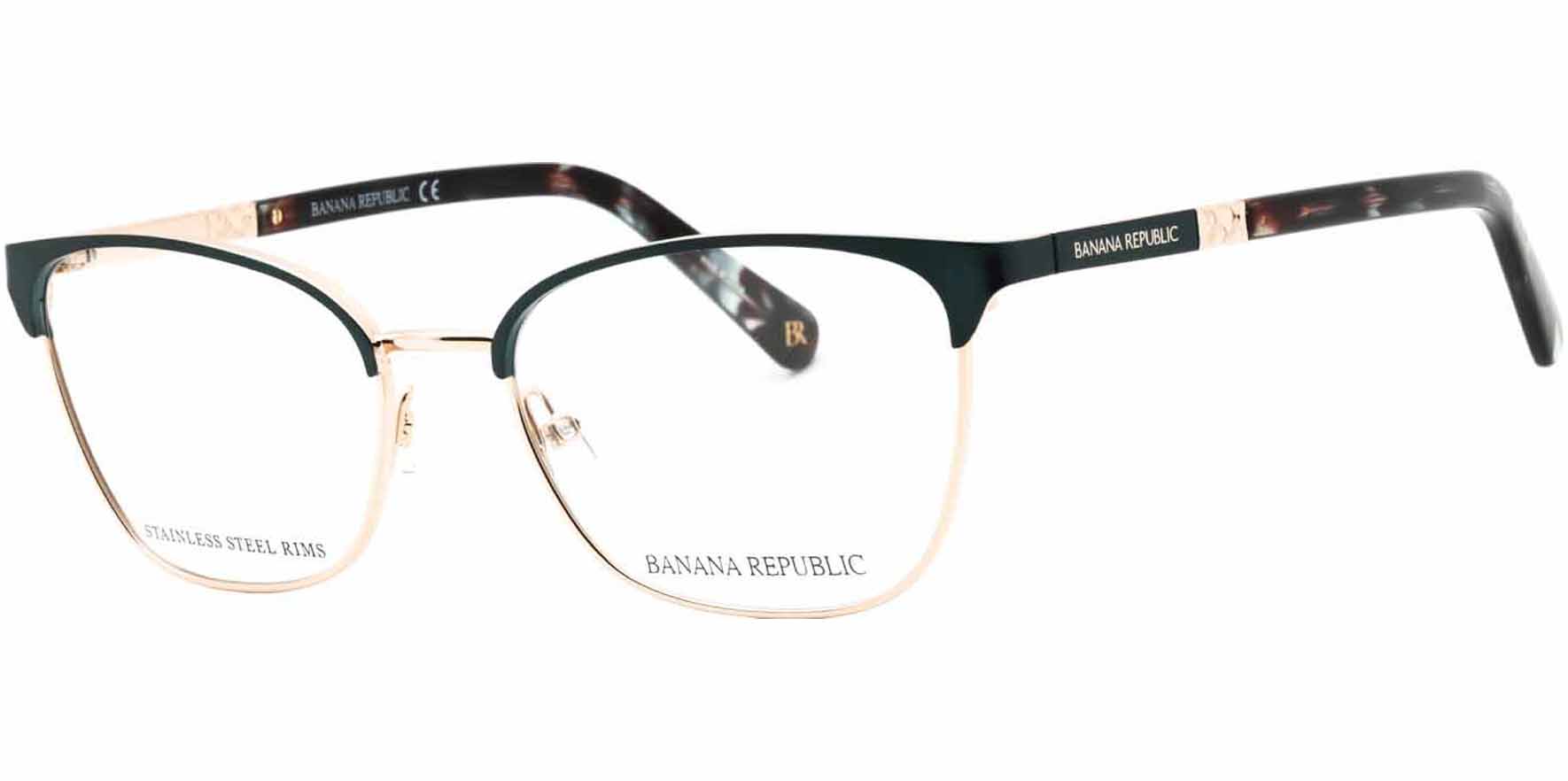 Banana Republic Teal Gold-Tone Cat-Eye Eyeglass Frames