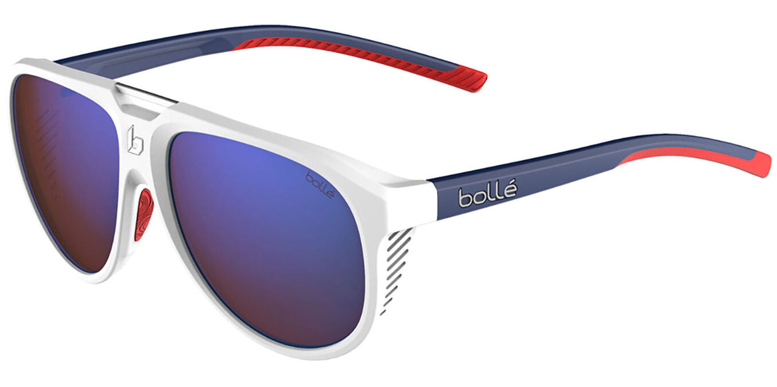 Bolle Euphoria White Blue Red Mt Round Pilot w/ Side Shields -  - Eyedictive
