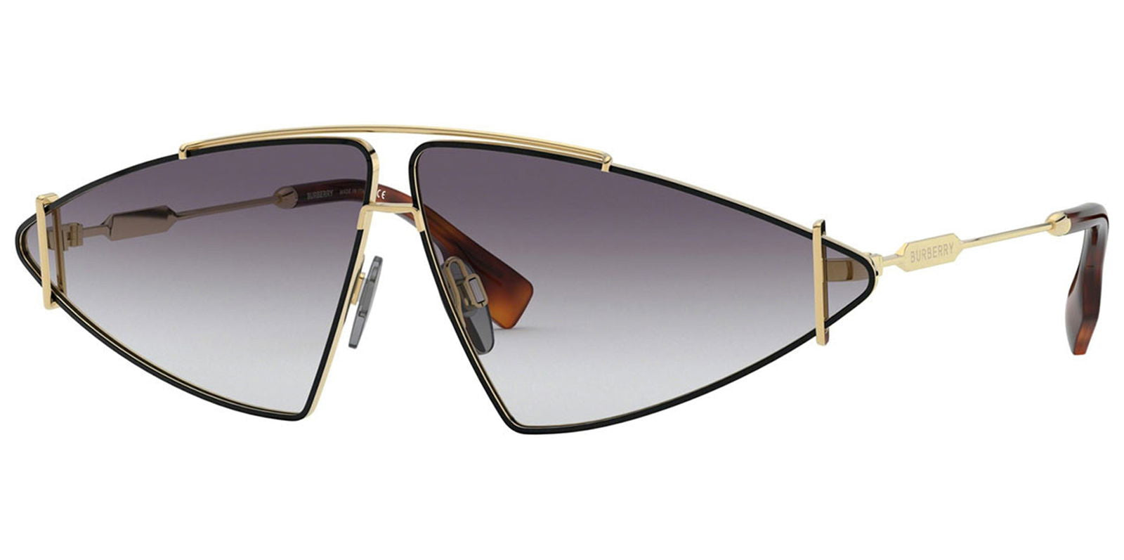 Burberry Black/Gold-Tone Geometric Aviator w/ Gradient Lens -  - Eyedictive