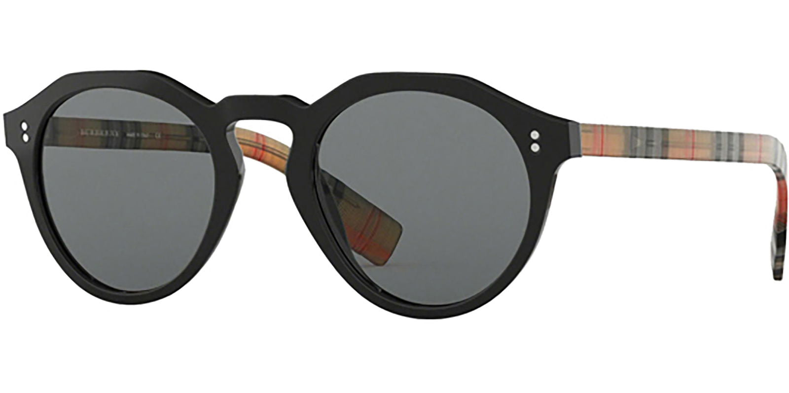 Burberry Black/Vintage Check Geometric Round -  - Eyedictive