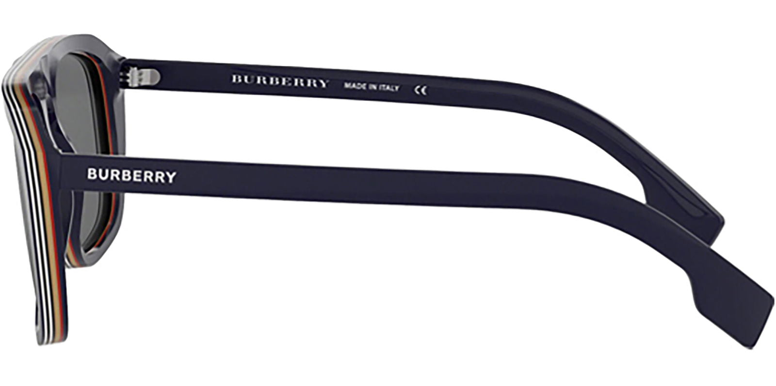 Burberry Blue Flat Top Pilot w/ Check Multilayer -  - Eyedictive
