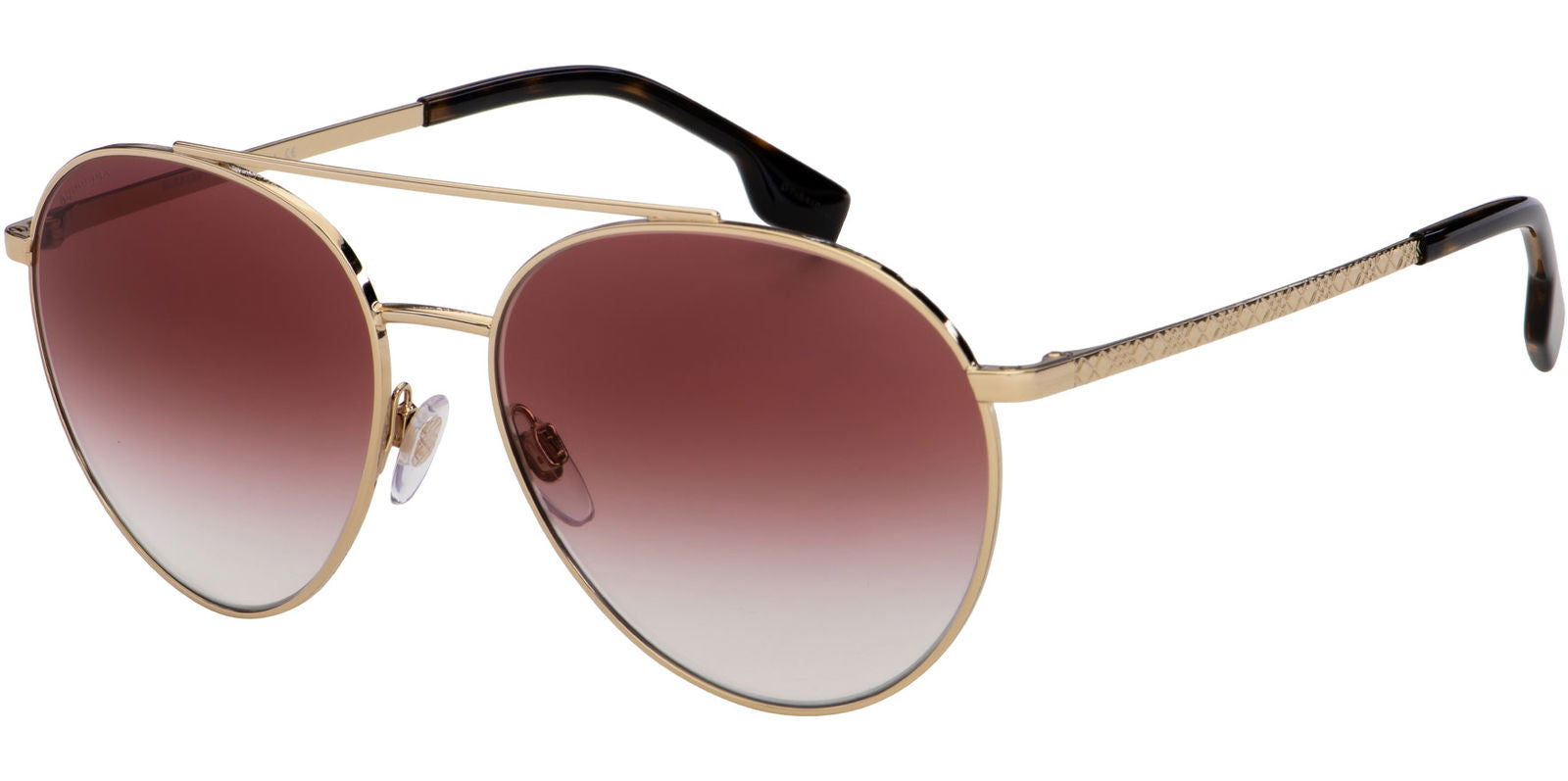 Burberry Gloucester Gold-Tone Aviator w/ Gradient Lens -  - Eyedictive