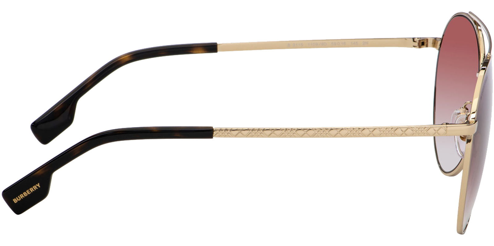Burberry Gloucester Gold-Tone Aviator w/ Gradient Lens -  - Eyedictive