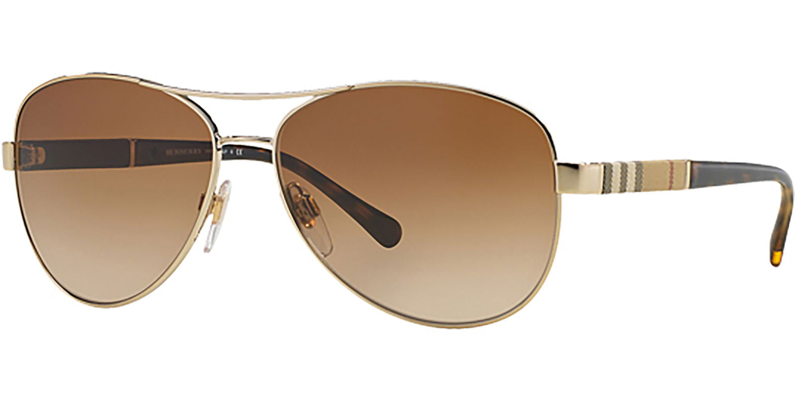 Burberry Light Gold-Tone/Tartan Pilot -  - Eyedictive
