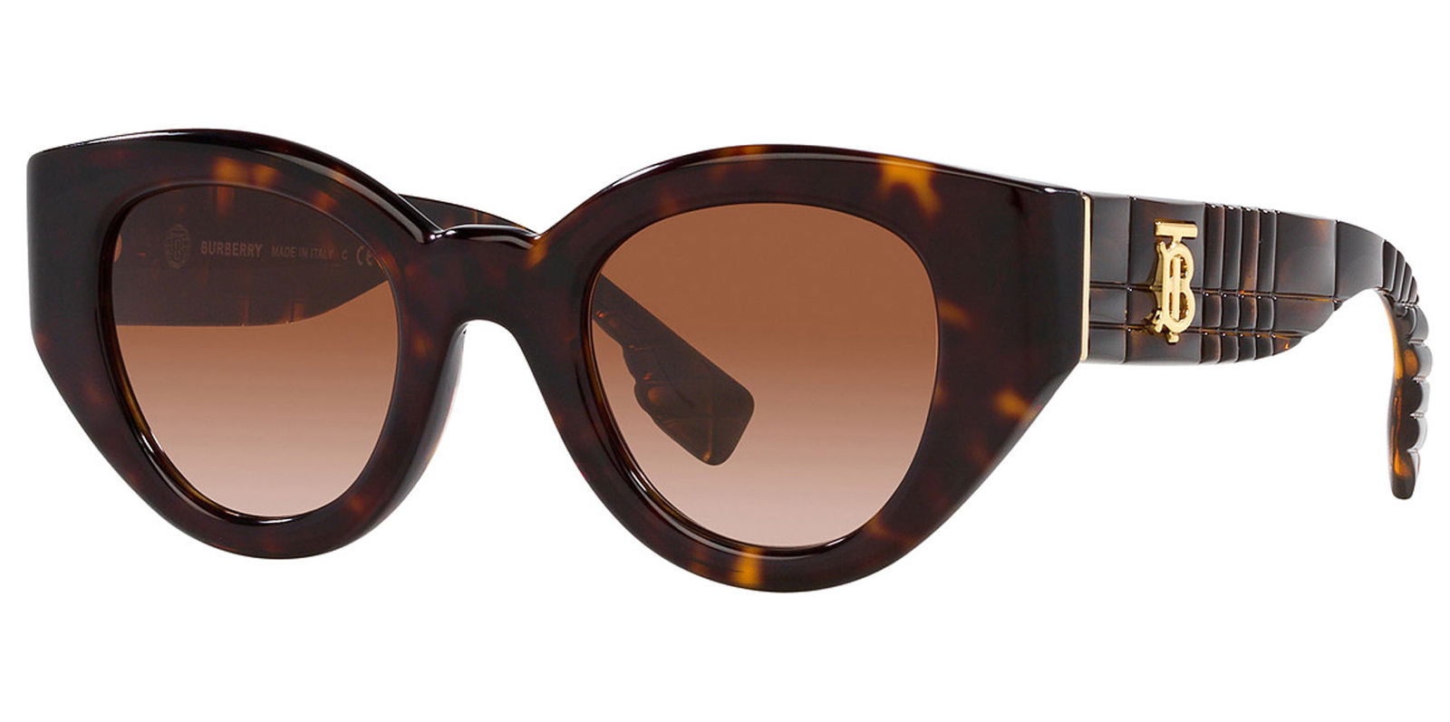 Burberry Meadow Dark Havana Round Cat Eye w/ Gradient Lens -  - Eyedictive