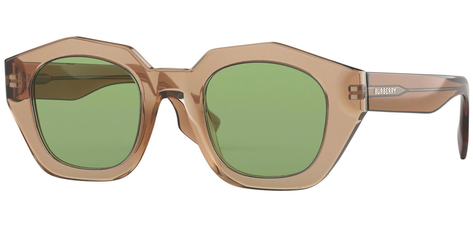 Burberry Transparent Brown Geometric Round -  - Eyedictive