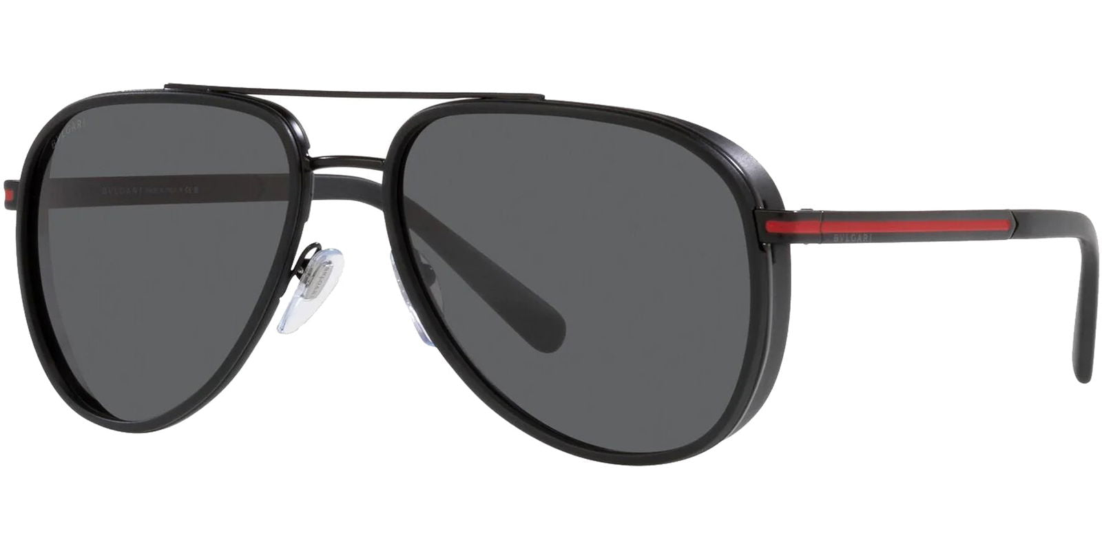 Bvlgari Matte Black Side-Shield Aviator -  - Eyedictive