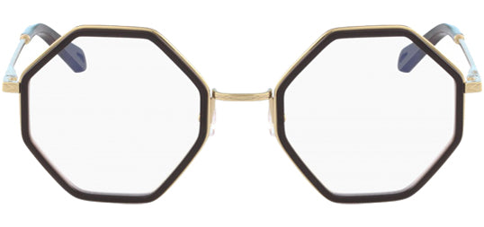 Chloe Dark Grey/Gold-Tone Octagonal Eyeglass Frames