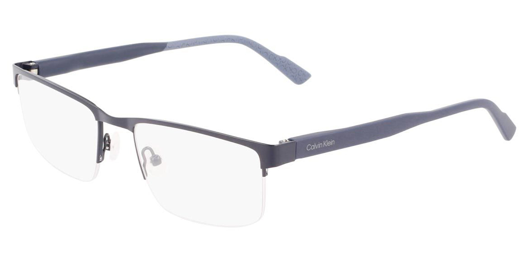 Calvin Klein Blue Rectangular Semi-Rimless Eyeglass Frame