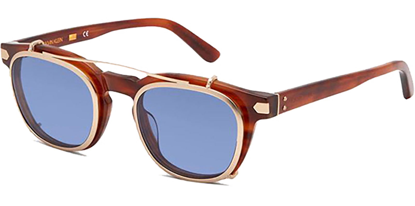 Calvin Klein Optical Brown Horn w/ Clip-On Shade -  - Eyedictive