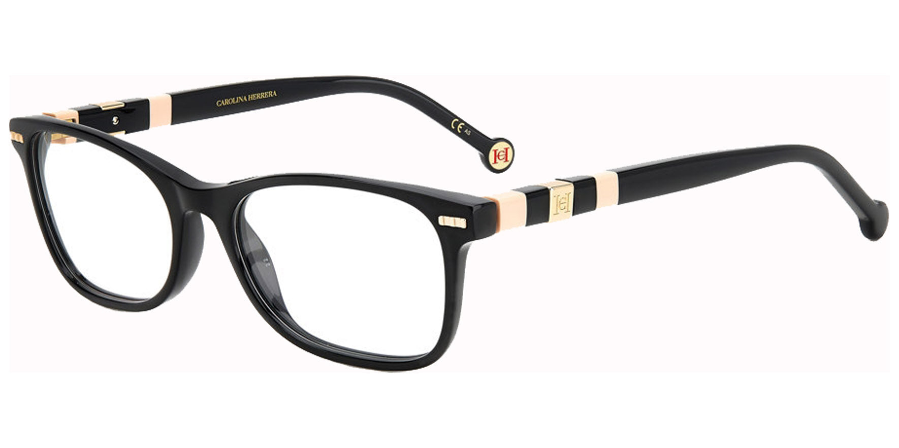 Carolina Herrera Rectangle Eyeglasses w/ Rivet Detailing