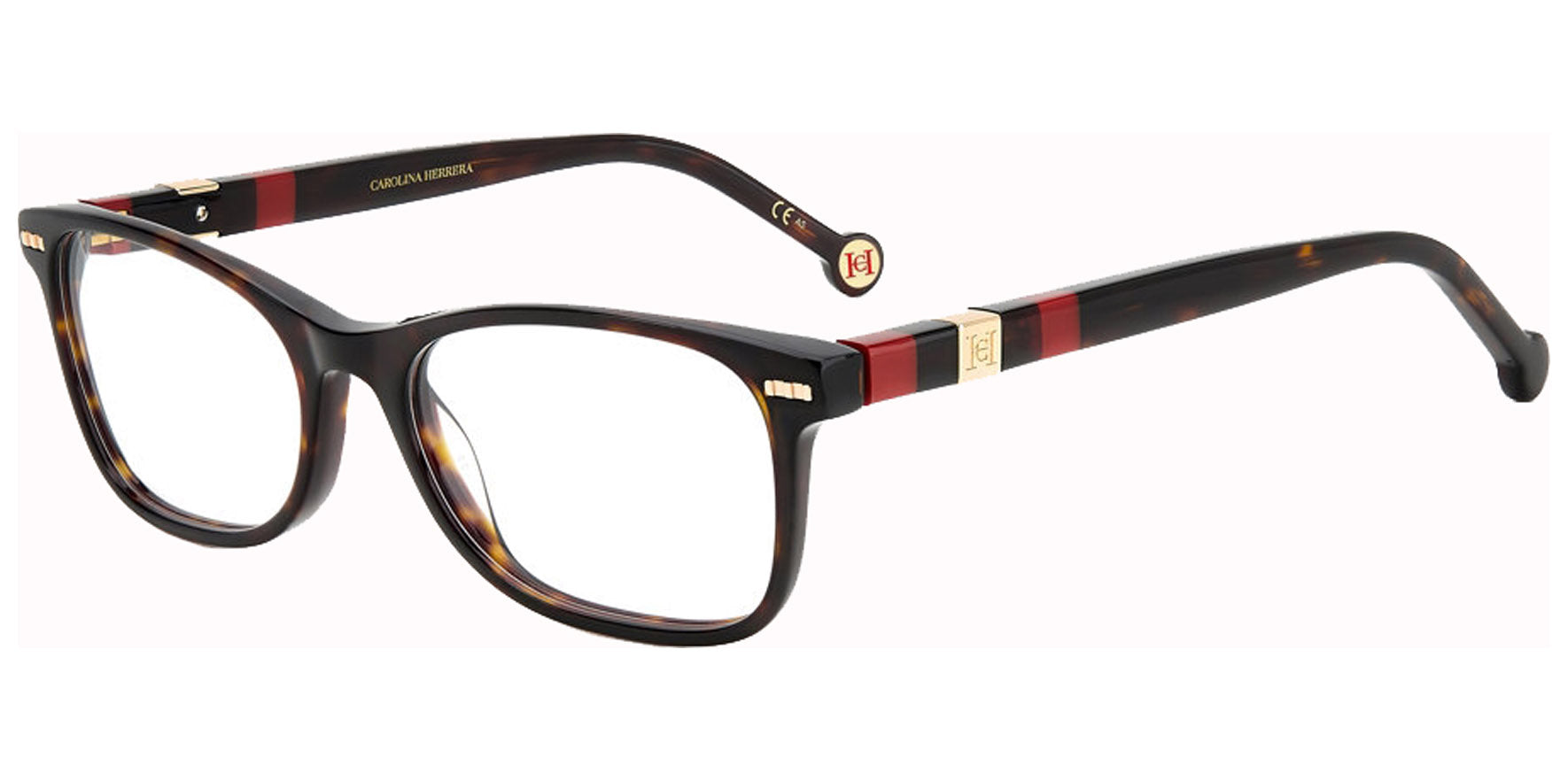 Carolina Herrera Rectangular Eyeglasses w/ Rivet Detailing
