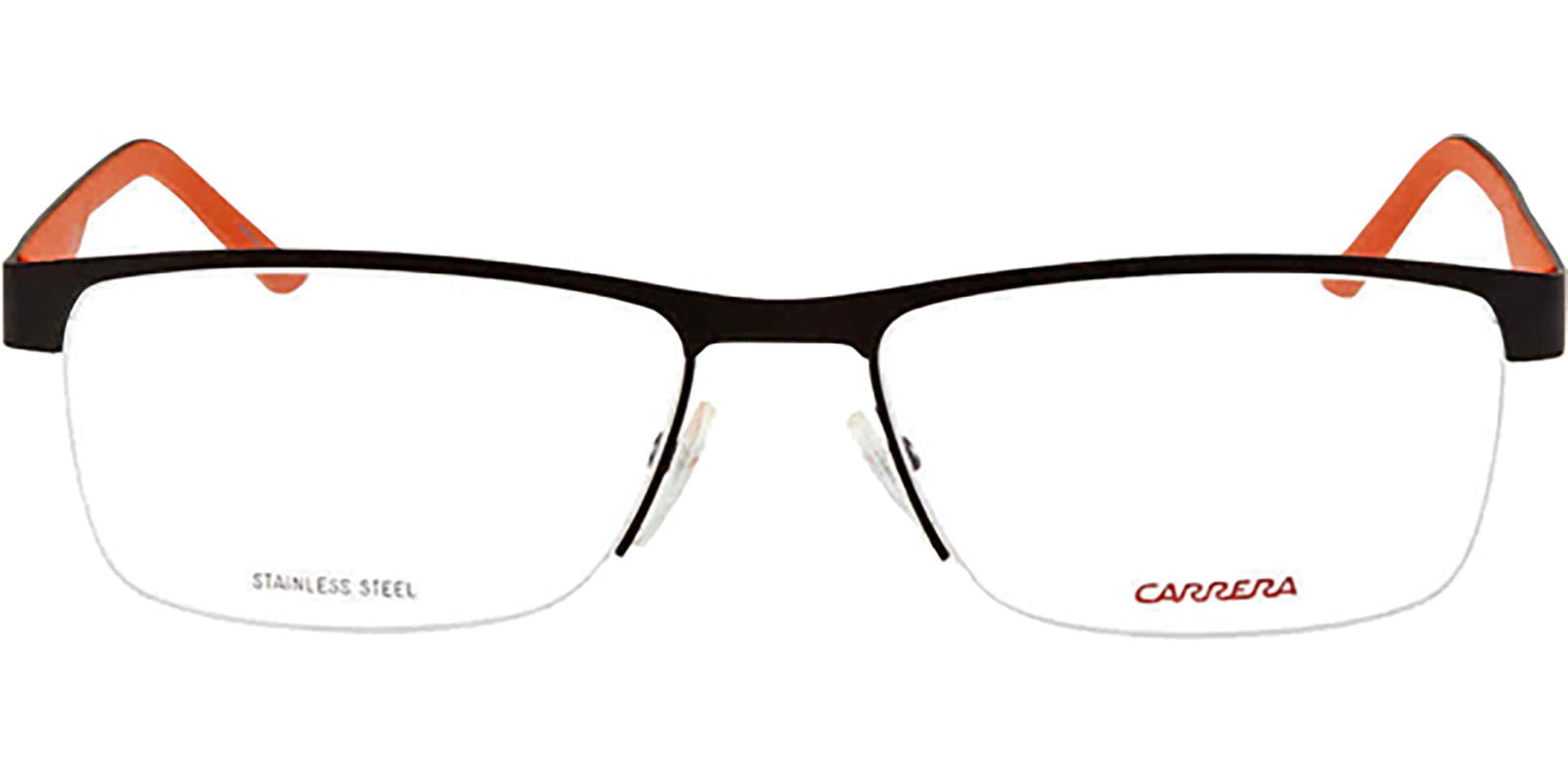 Carrera Matte Black/Orange Semi-Rimless Optical Frames -  - Eyedictive