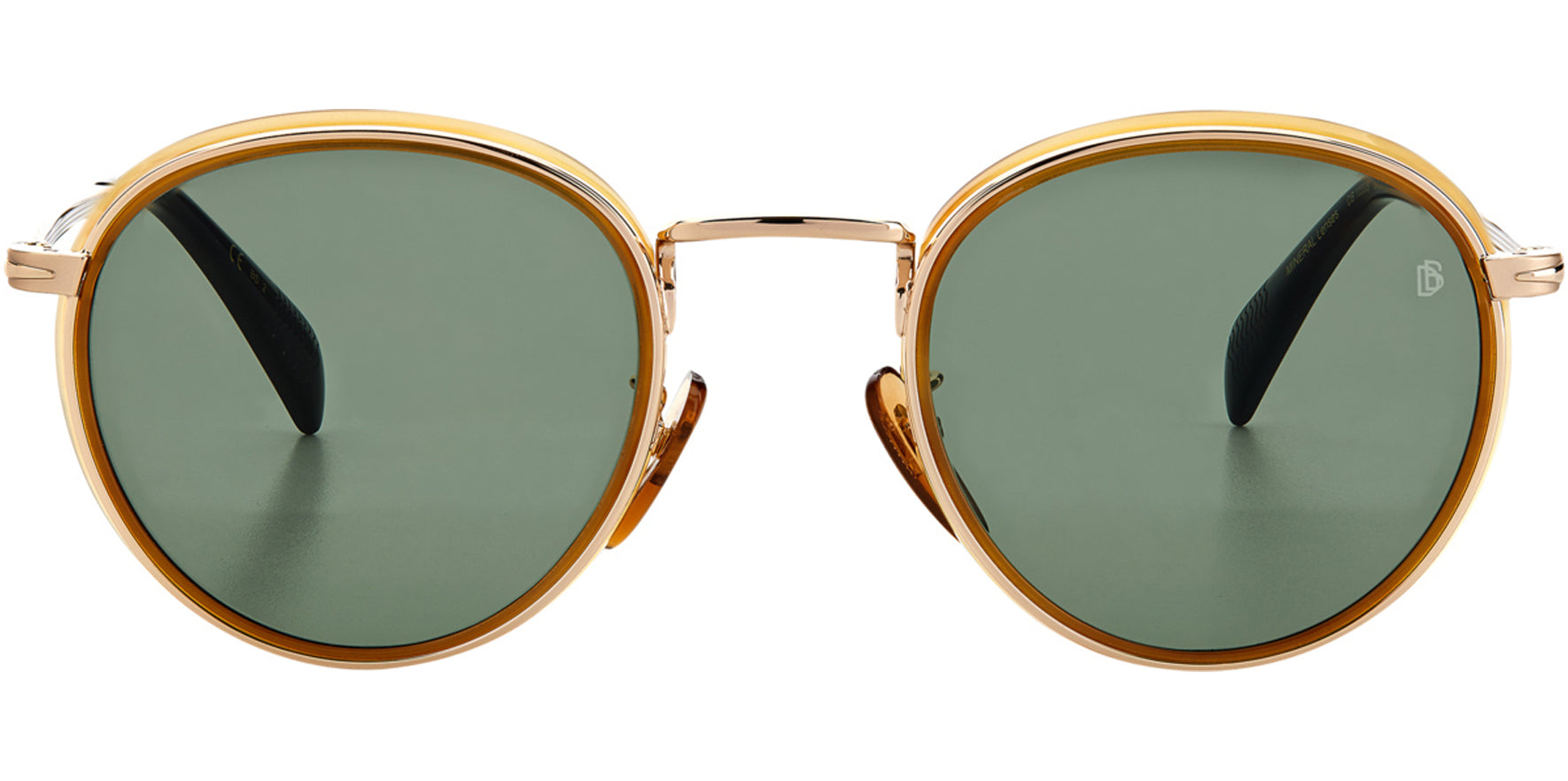 David Beckham Yellow Horn/Gold-Tone Round - Eyedictive