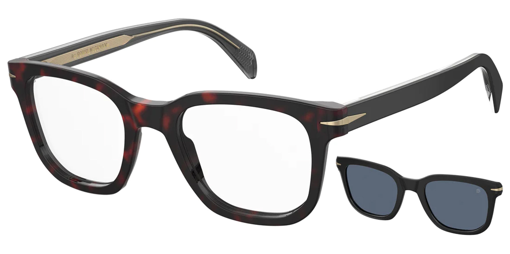 David Beckham Square Eyeglass Frames w/ Polarized Clip-On - Eyedictive