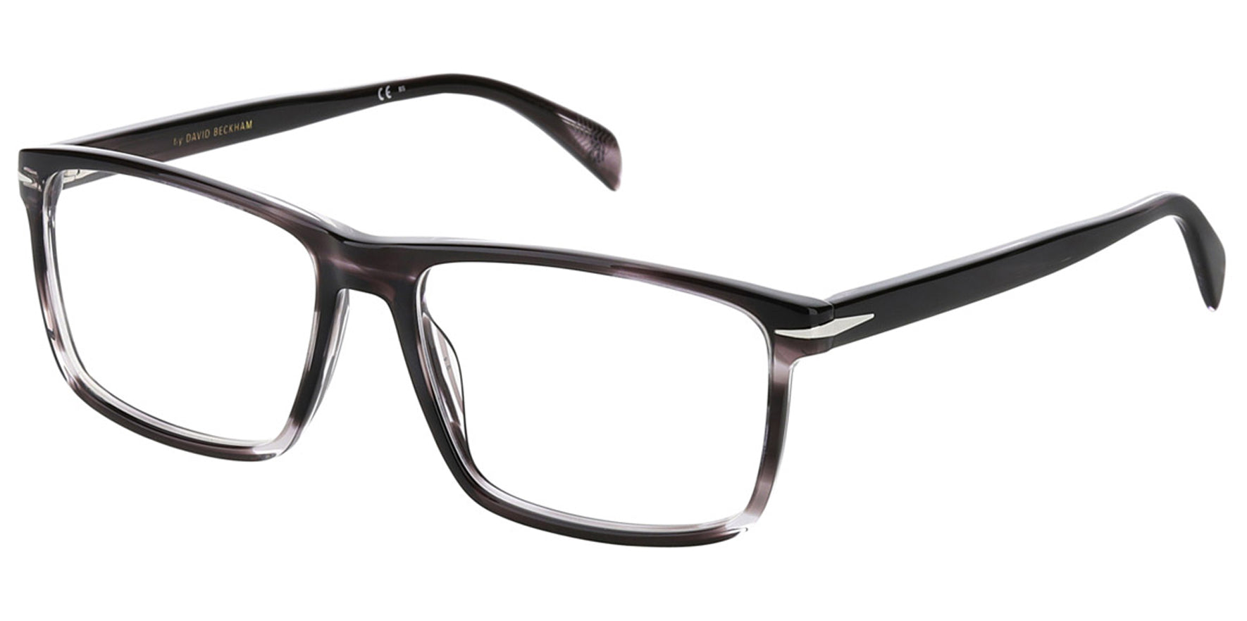 David Beckham Grey Horn Rectangular Eyeglass Frames