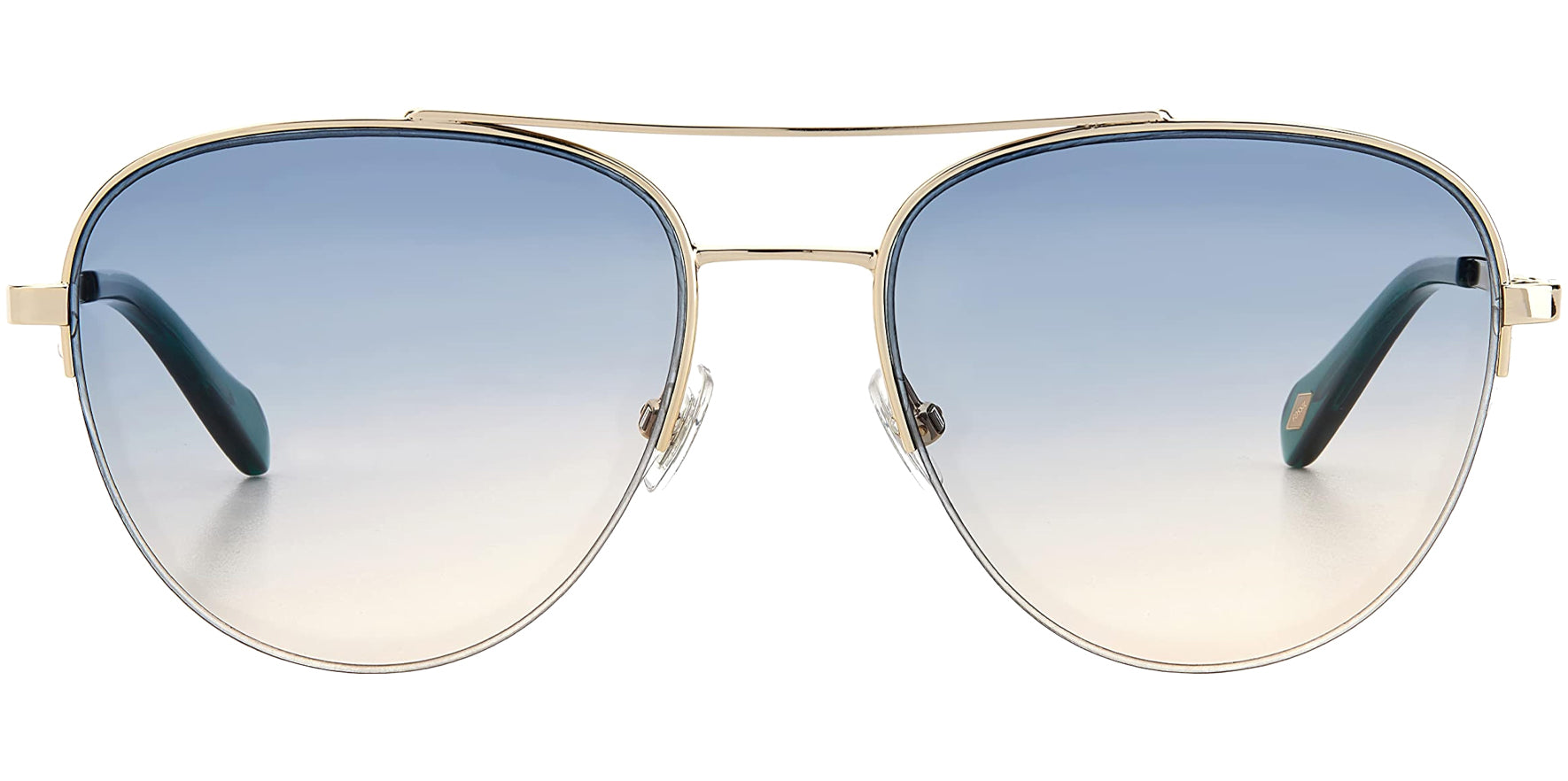 Fossil Gold-Tone Green Semi-Rimless Aviator w/Gradient Lens