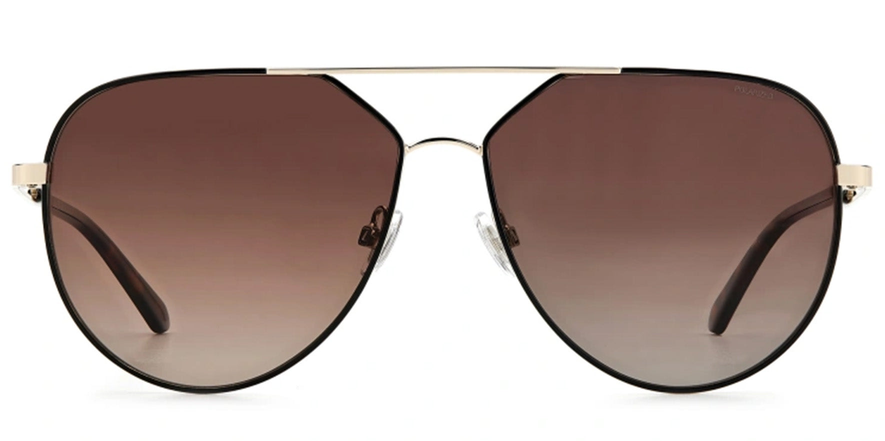 Fossil Polarized Gold-Tone/Matte Black Aviator - Eyedictive