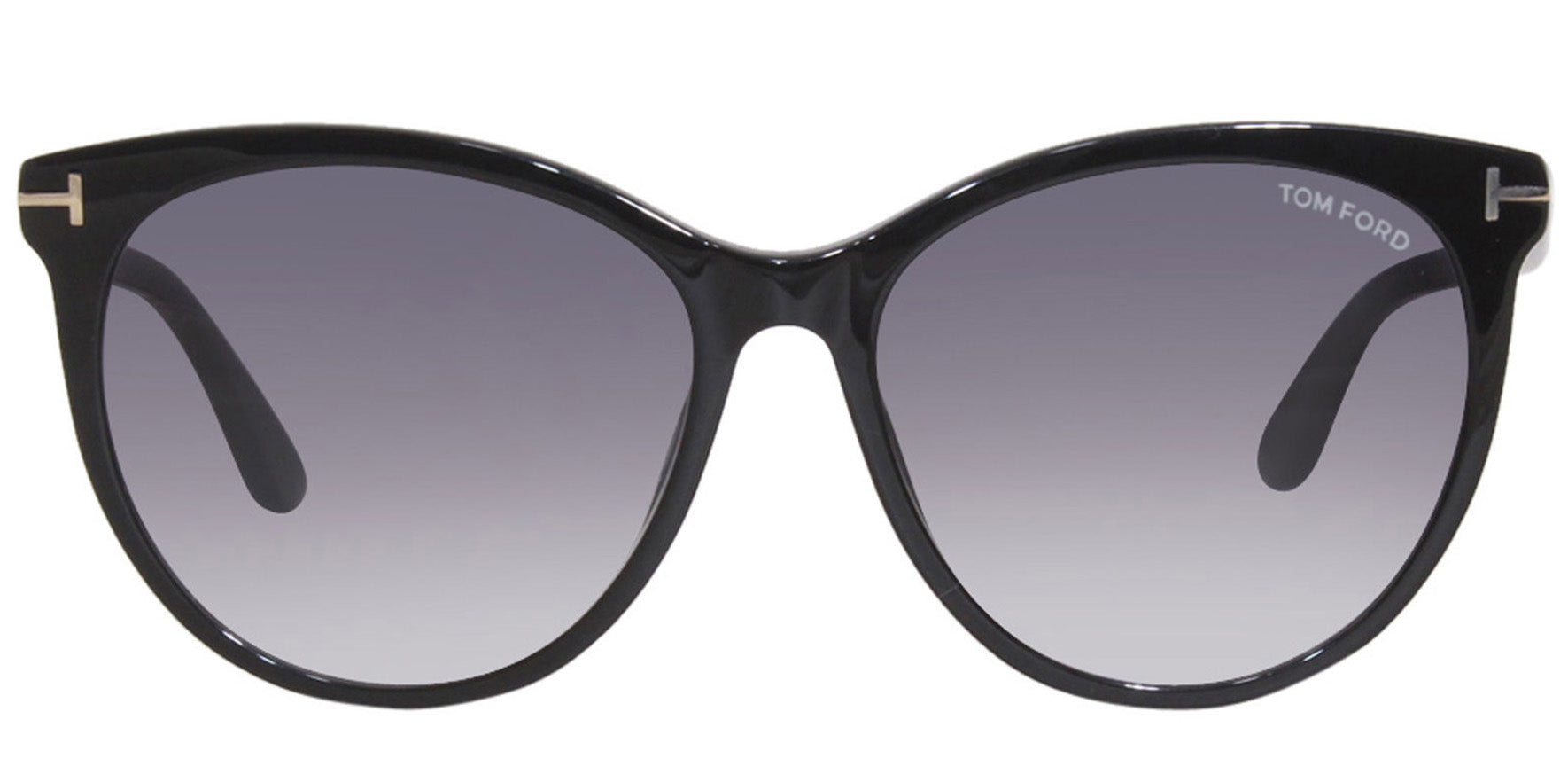 Tom Ford Maxim Shiny Black Oversized Round Cat Eye w/ Gradient Lens
