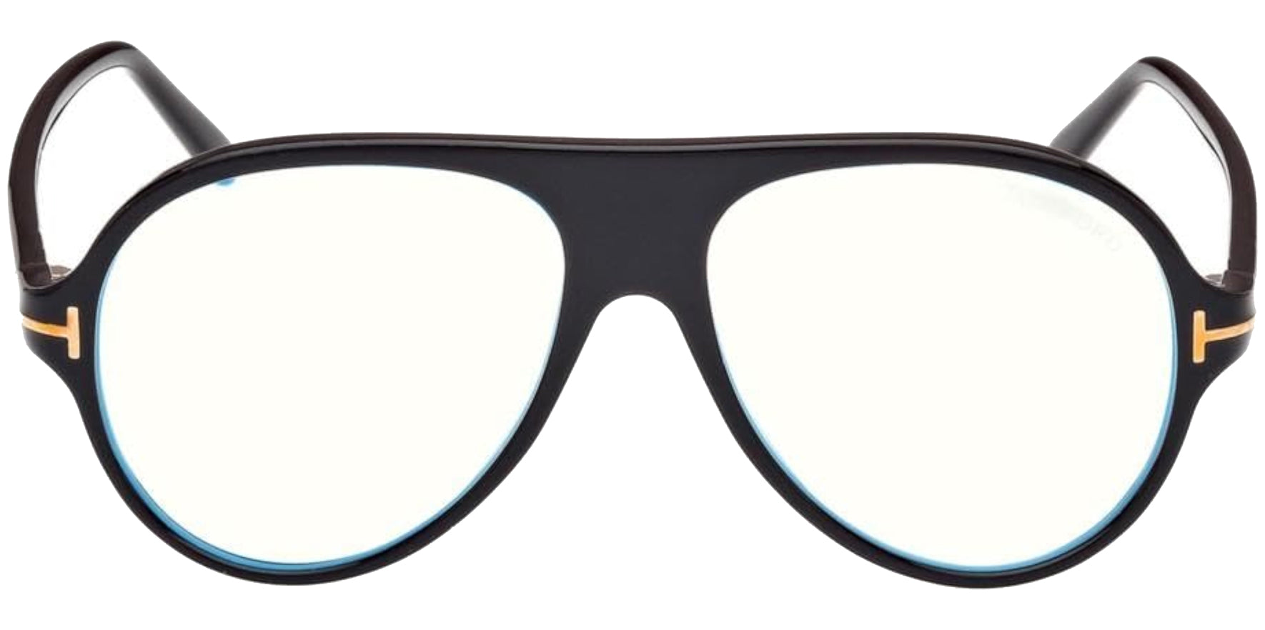 Tom Ford Shiny Black Blue Block Pilot Eyeglasses