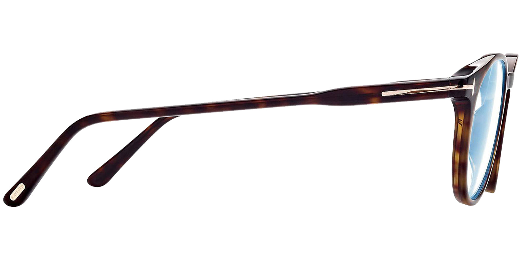 Tom Ford Shiny Dark Havana Round Blue Block Eyeglass Frames w/ Clip-On Lens - Eyedictive