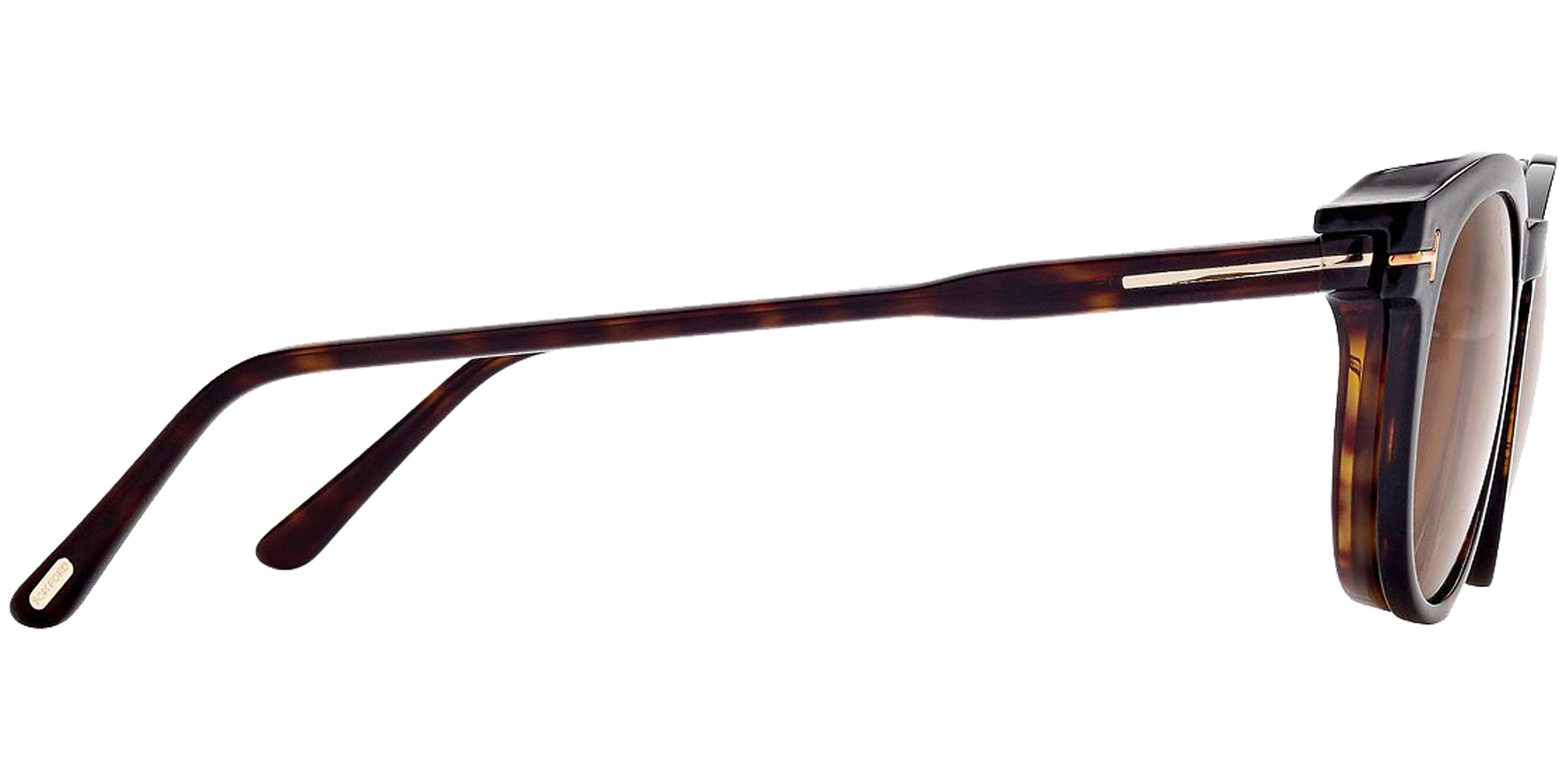 Tom Ford Shiny Dark Havana Round Blue Block Eyeglass Frames w/ Clip-On Lens - Eyedictive