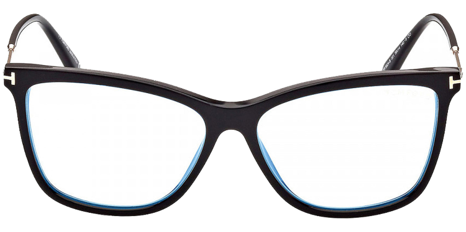 Tom Ford Blue Block Squared Cat-Eye Eyeglass Frames w/ Clip-On Sun Lens