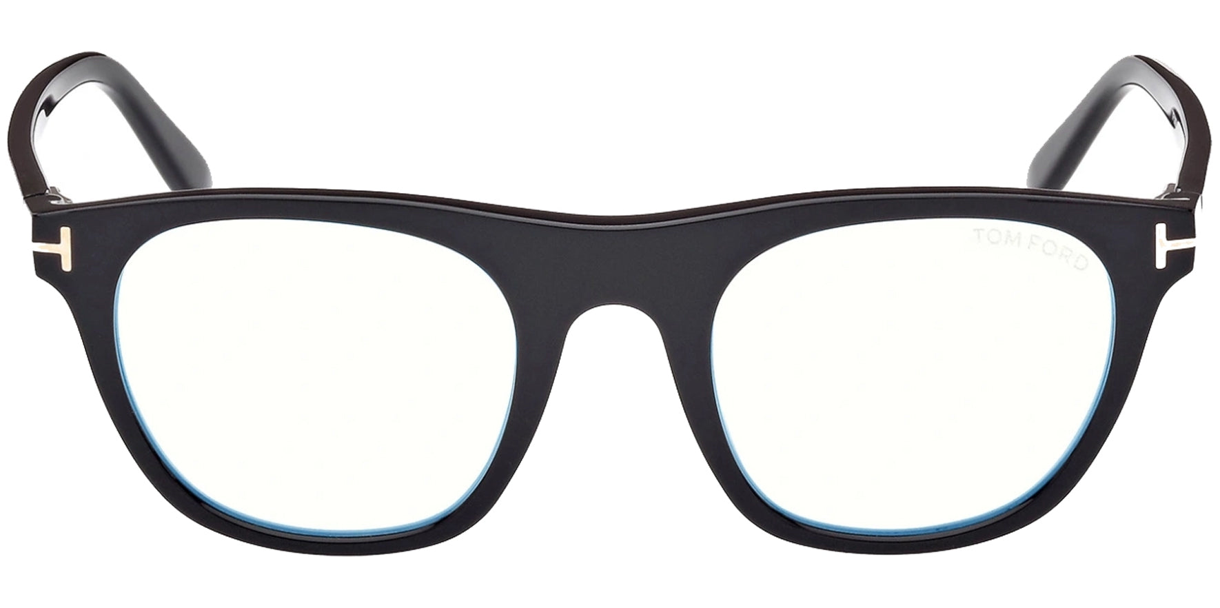 Tom Ford Blue Block Rounded Eyeglass Frame w/ Clip-On Sun Lens