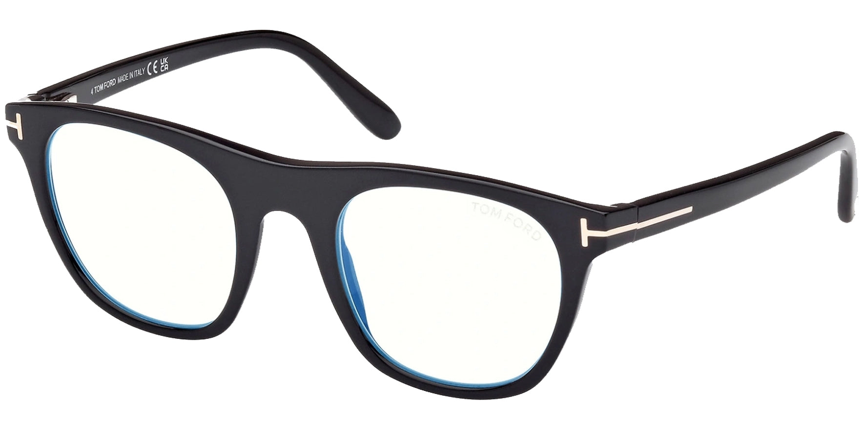 Tom Ford Blue Block Rounded Eyeglass Frame w/ Clip-On Sun Lens