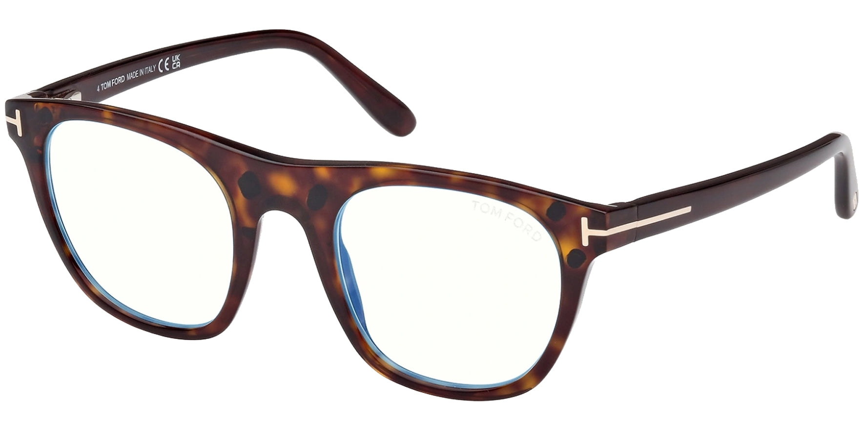 Tom Ford Blue Block Rounded Eyeglass Frame w/ Clip-On Sun Lens