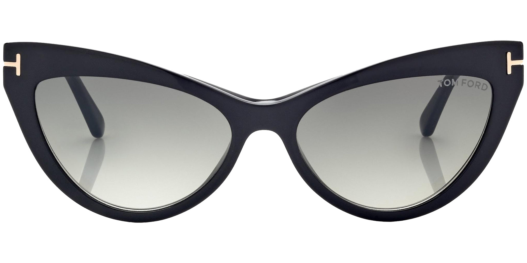 Tom Ford Shiny Black Blue Light Blocking Oval Cat Eye Glasses w/ Gradient Clip On Lens - Eyedictive