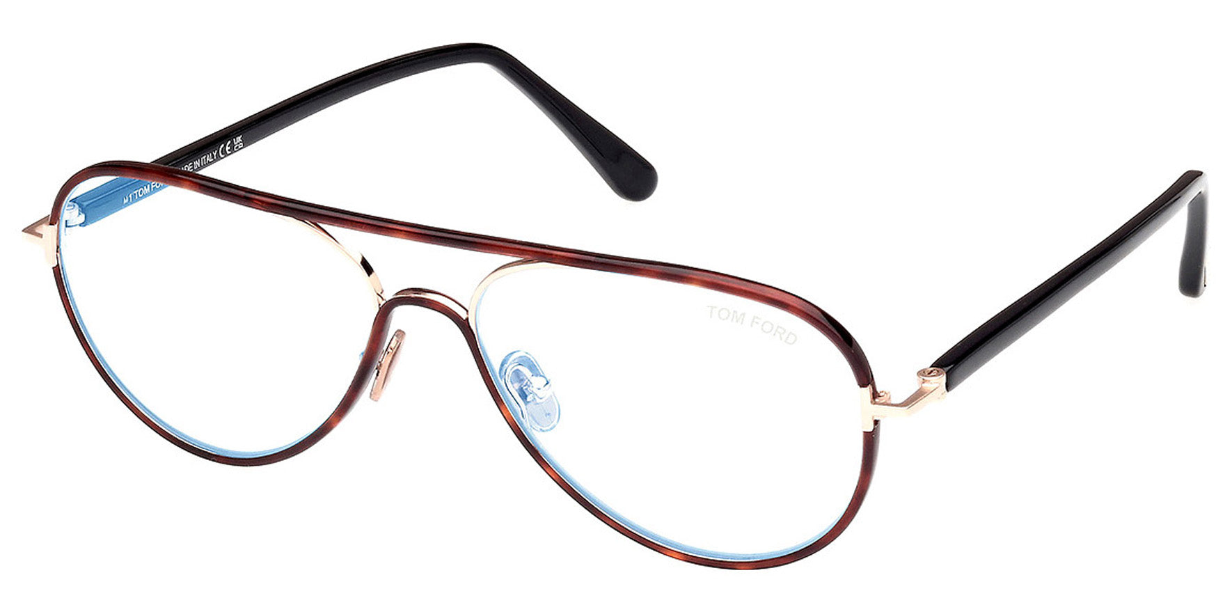 Tom Ford Red Havana Aviator Blue Light Blocking Eyeglass Frames