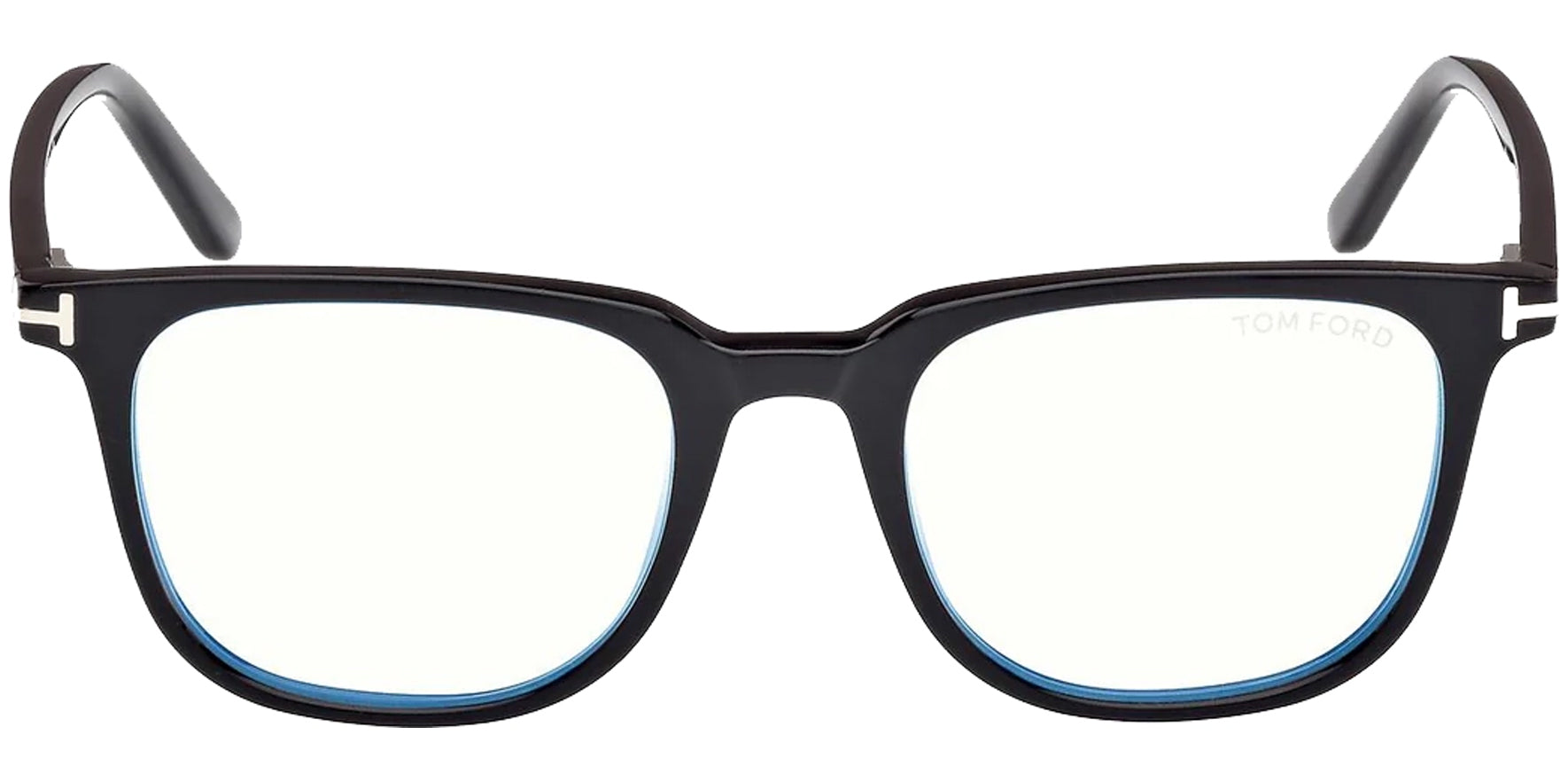 Tom Ford  Shiny Black Blue Block Eyeglass Frame w/ Polarized Clip-On