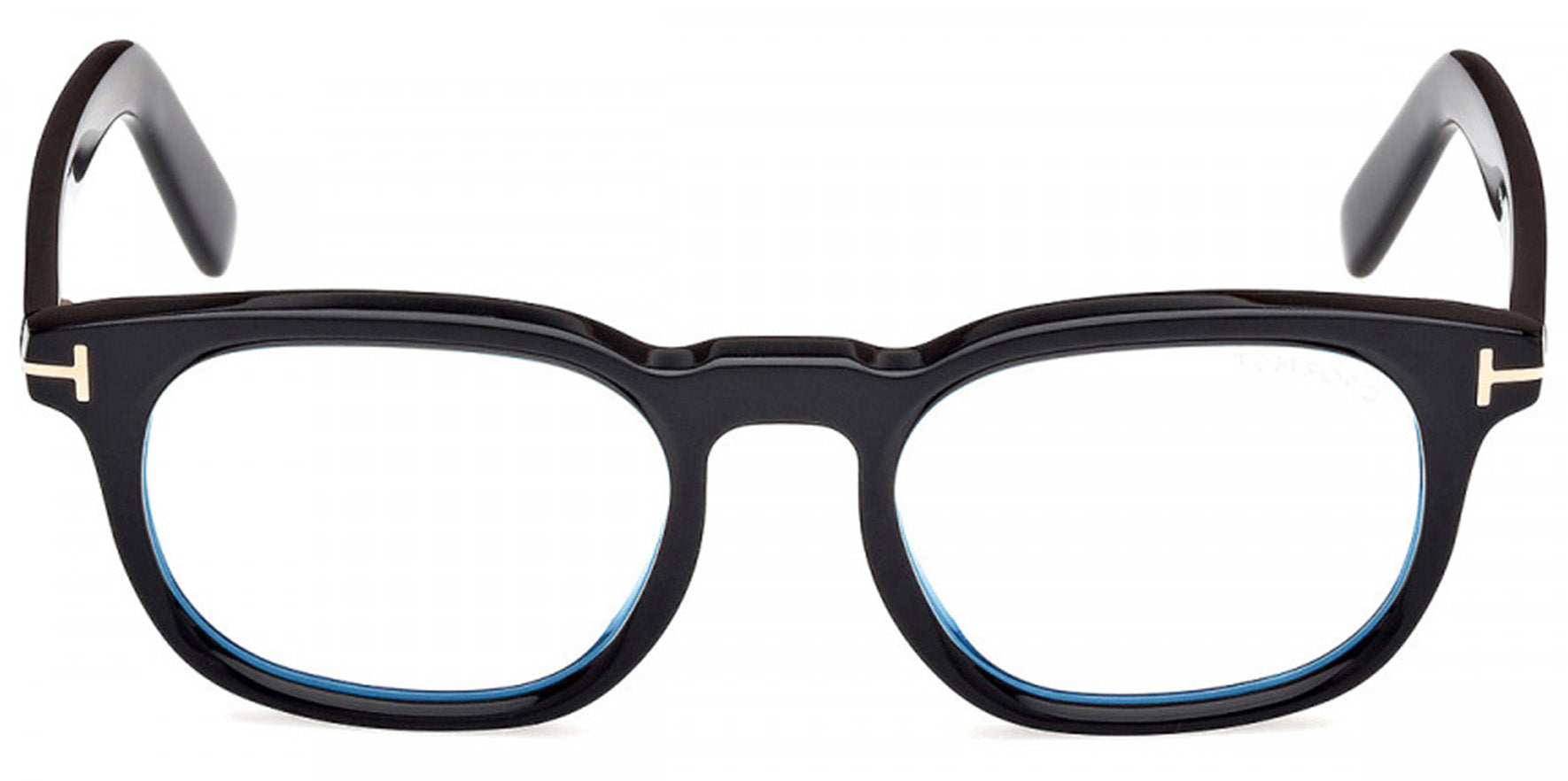 Tom Ford Shiny Black Blue Block Oval Eyeglasses - Eyedictive