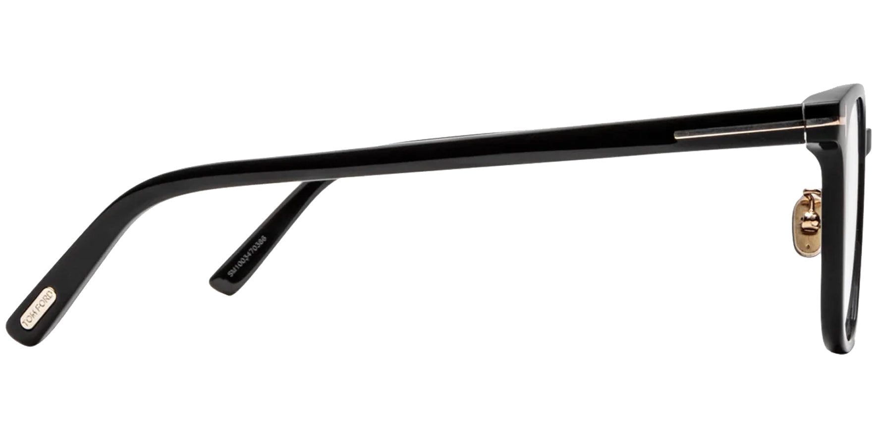 Tom Ford Shiny Black Blue Block Square Eyeglasses