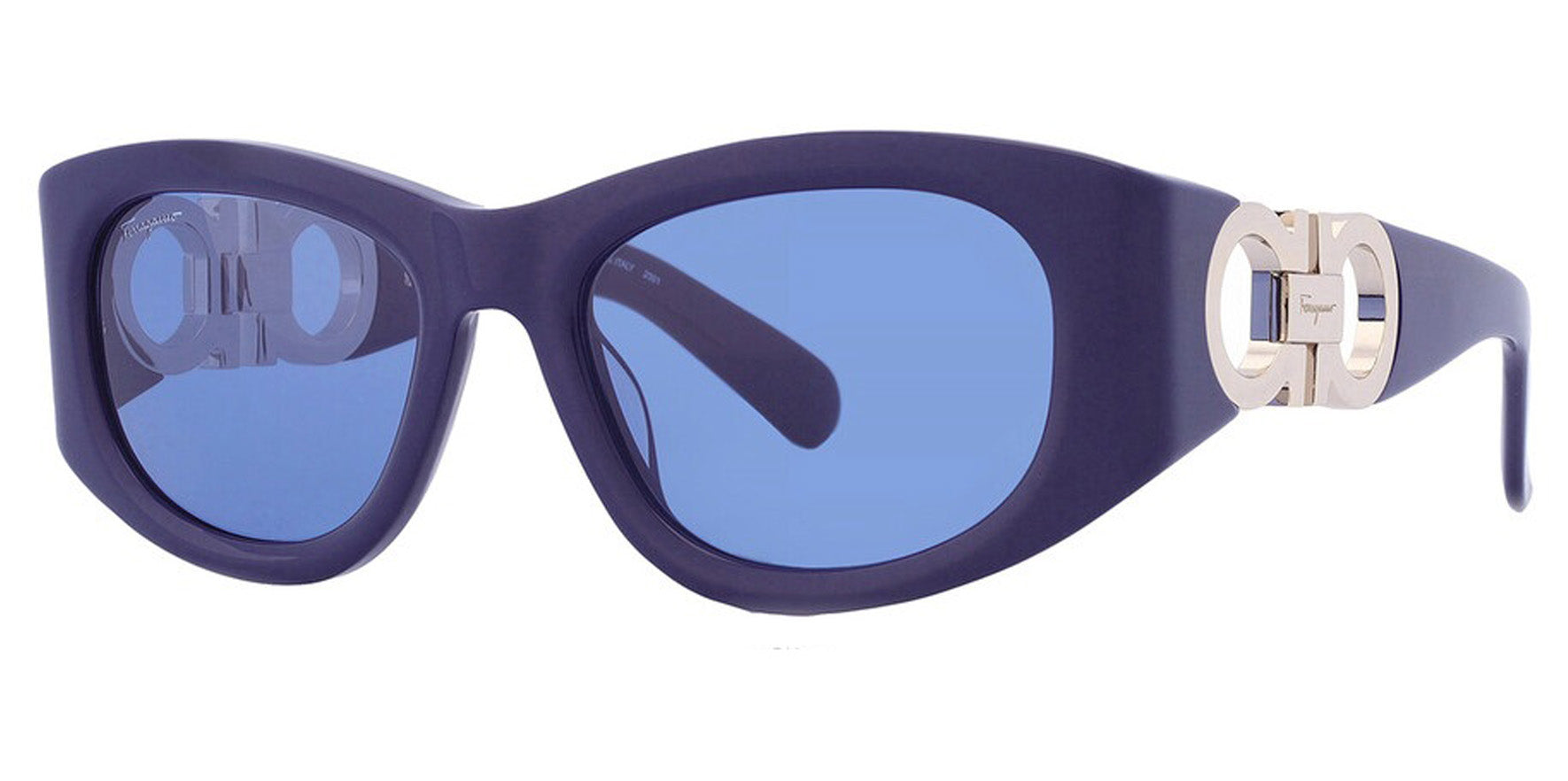 Ferragamo Blue Rectangle Cat Eye