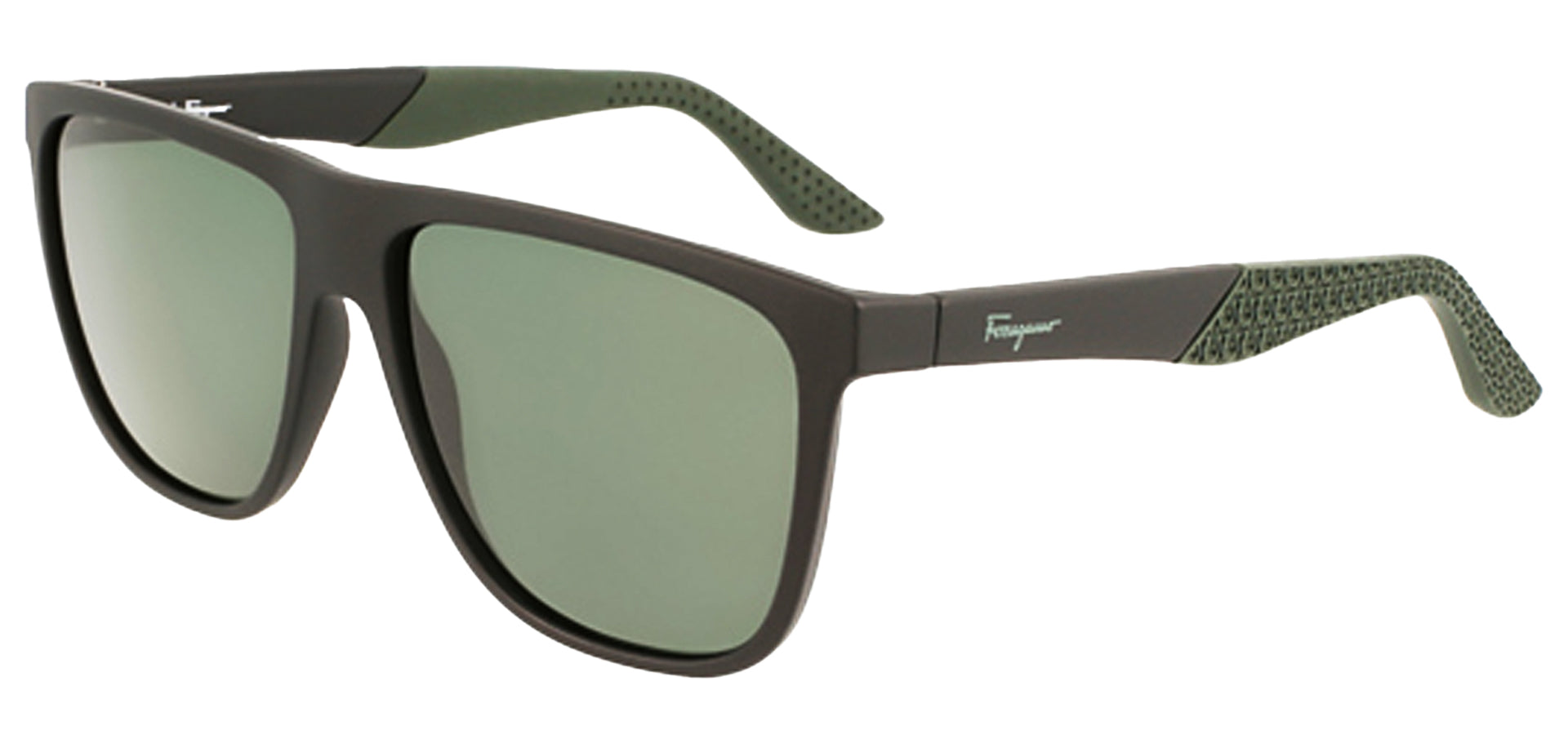 Ferragamo Matte Black Square w/ Rubberized Temples