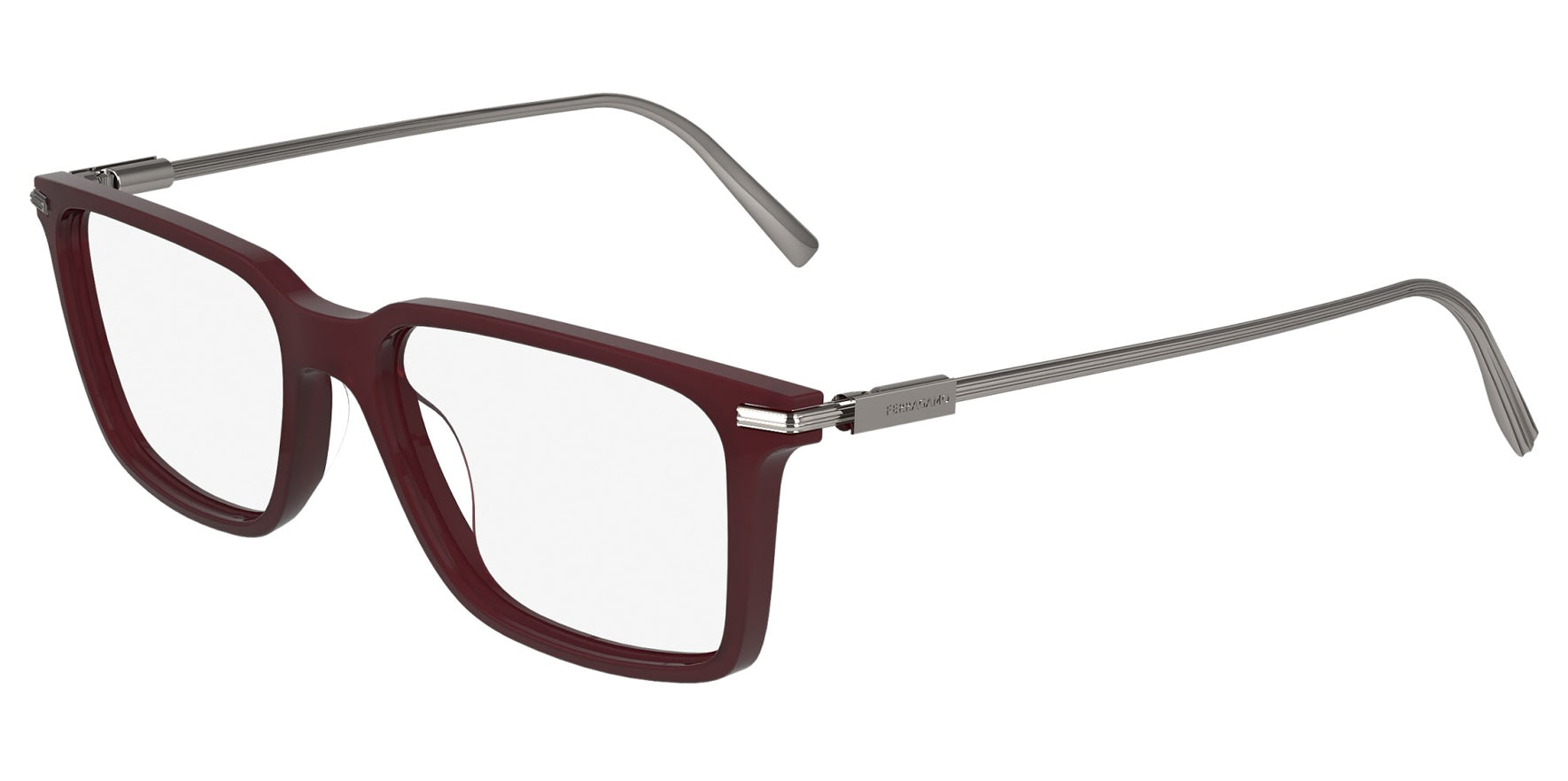Ferragamo Opaline Wine Soft Square Eyeglass Frames w/ Spring/Flex Hinges