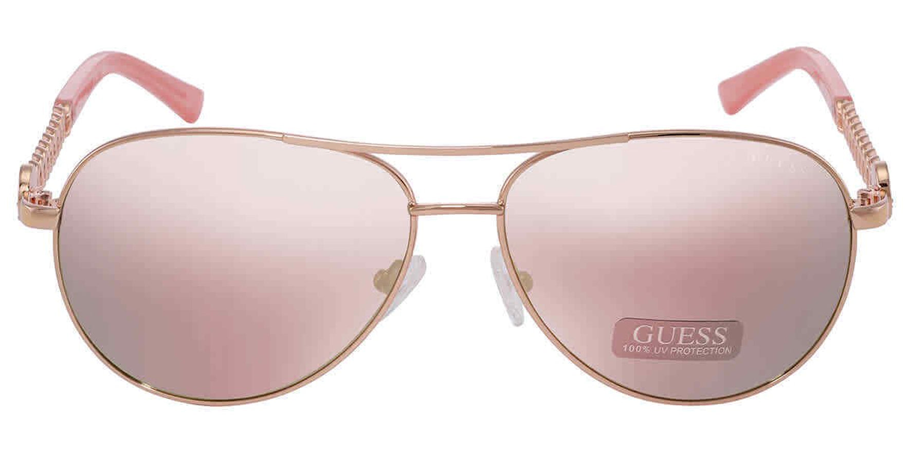 Guess Rose Gold-Tone Aviator w/ Mirrored Lens - Eyedictive