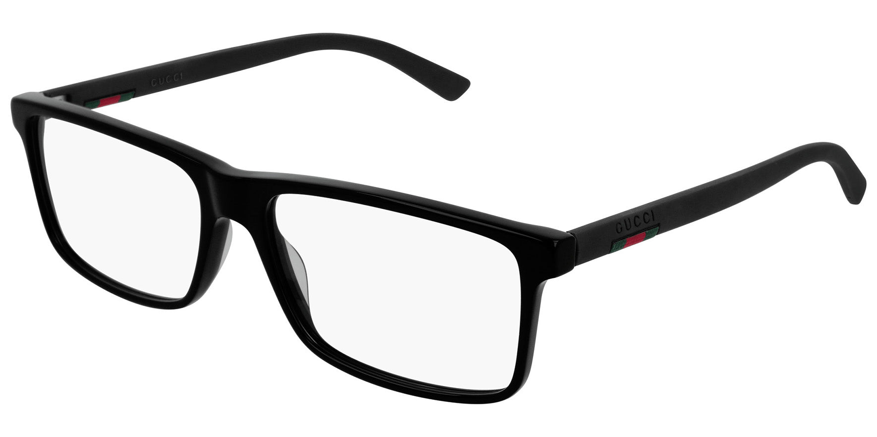 Gucci Classic Rectangle Eyelglasses w/ Rubber Temples