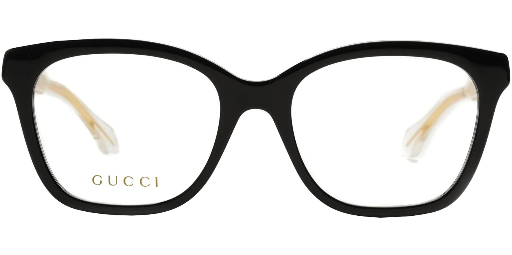 Gucci Soft Square Eyeglasses w/ Transparent Temples